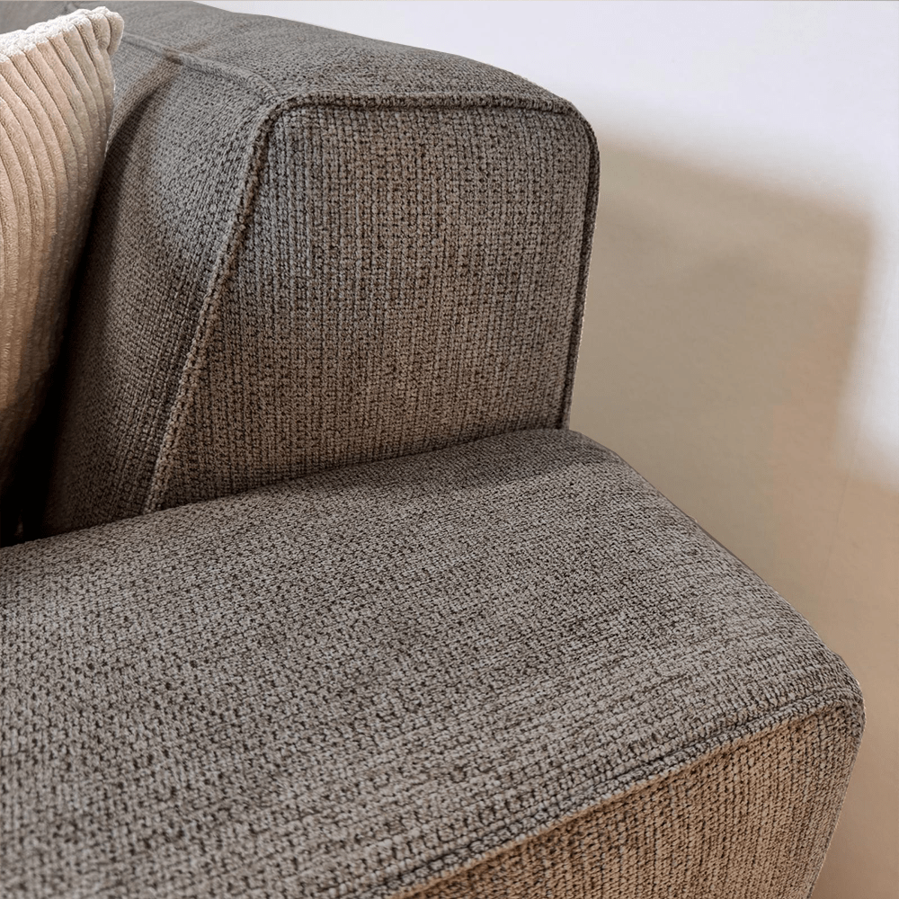 Ecksofa Taupefarbenes Chenille-meliertes Ravi – links