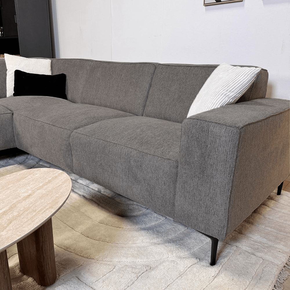 Ecksofa Taupefarbenes Chenille-meliertes Ravi – links