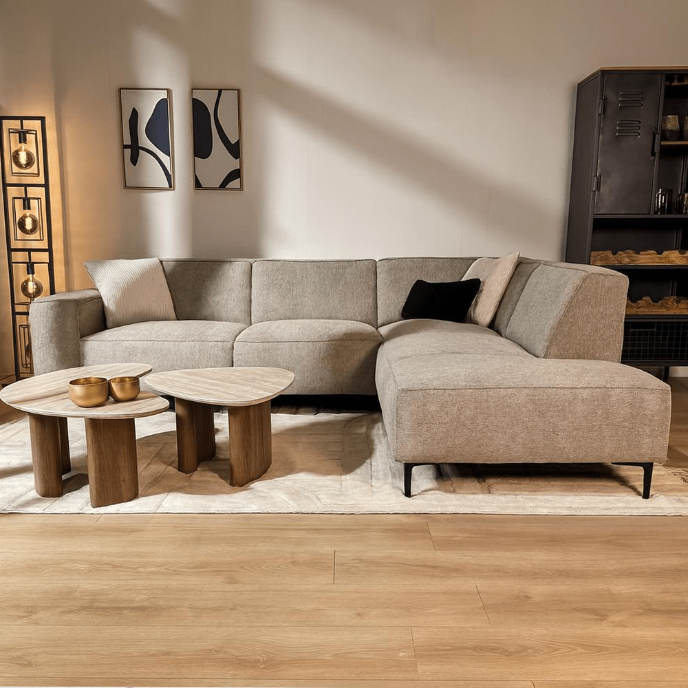Ecksofa Grauer, mit Chenille gesprenkelter Ravi – rechts
