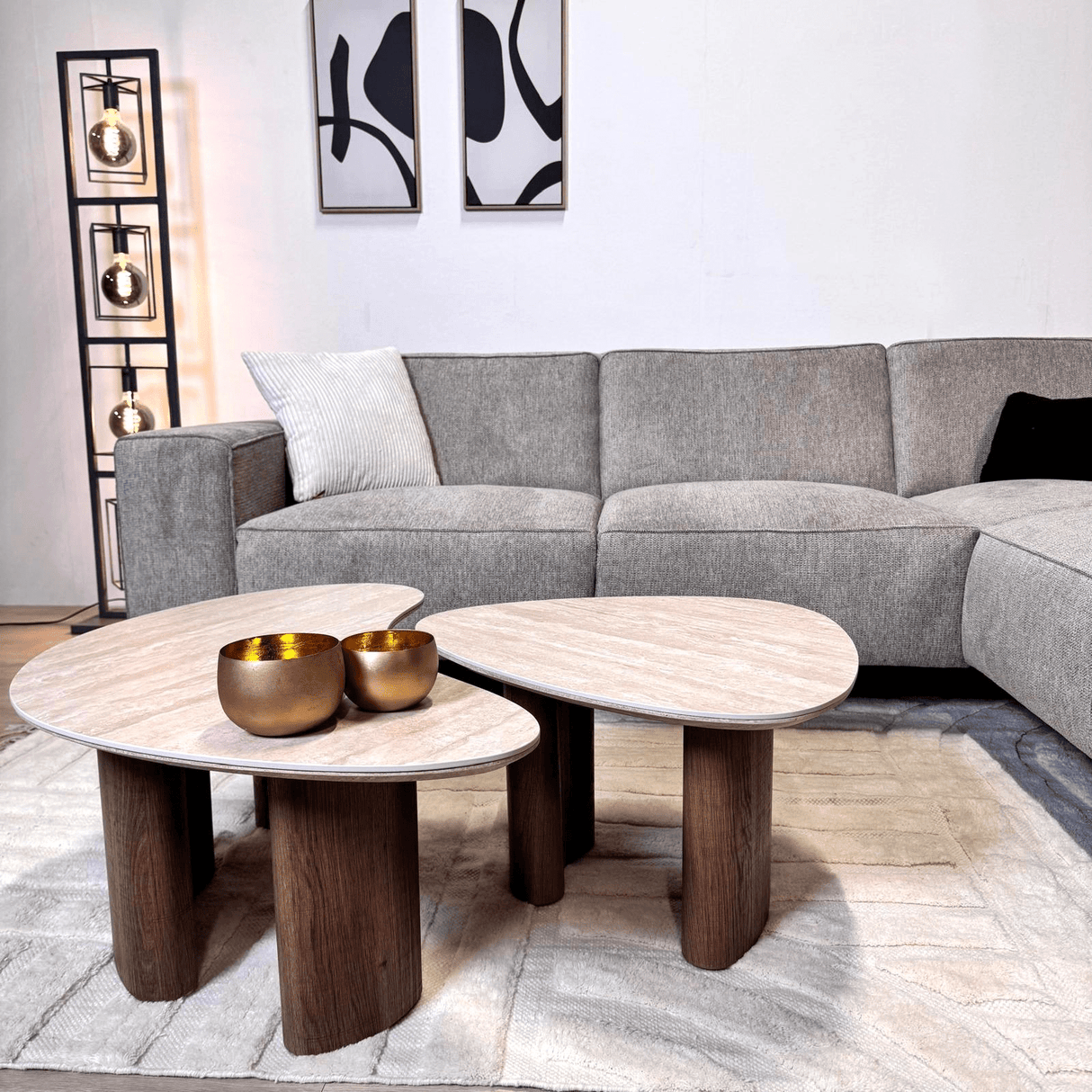 Ecksofa Grauer, mit Chenille gesprenkelter Ravi – rechts