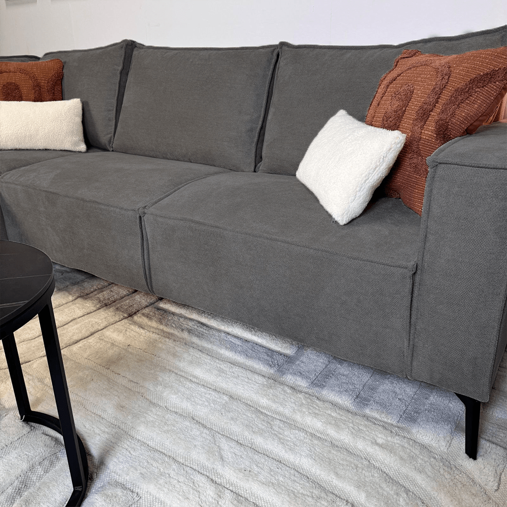 Ecksofa mit Chaiselongue in Anthrazit Chenille Yara - links