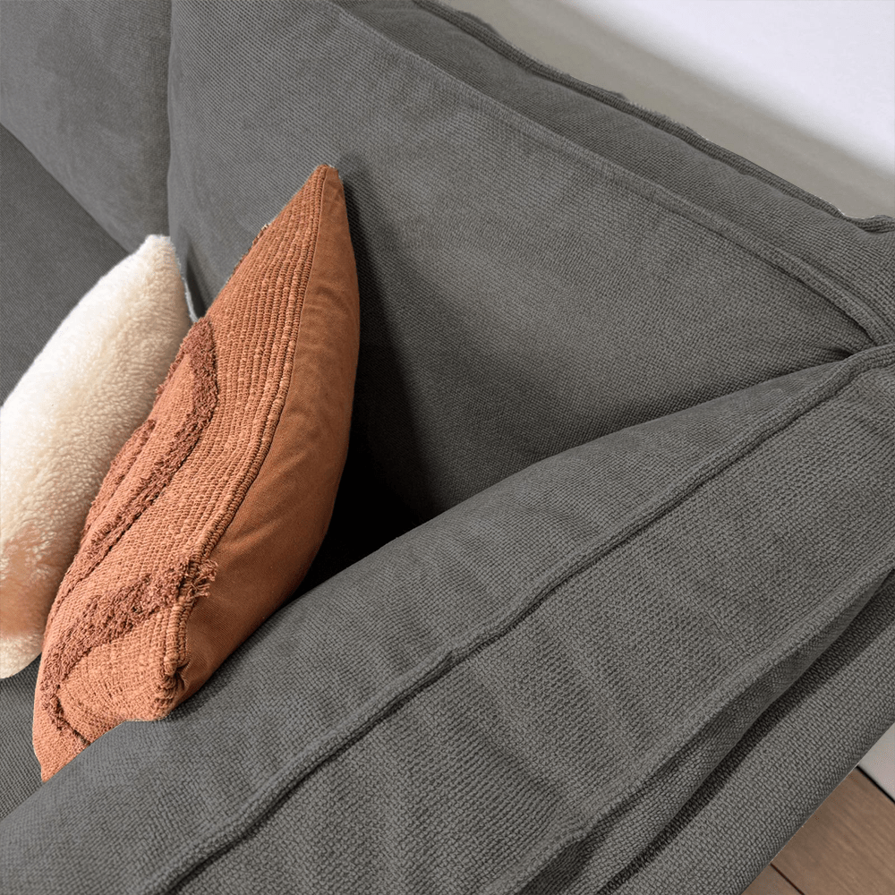 Ecksofa mit Chaiselongue in Anthrazit Chenille Yara - rechts