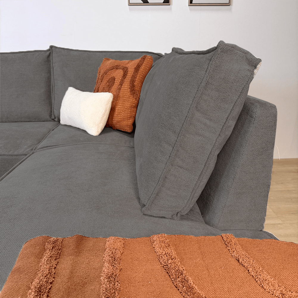 Ecksofa mit Chaiselongue in Anthrazit Chenille Yara - rechts