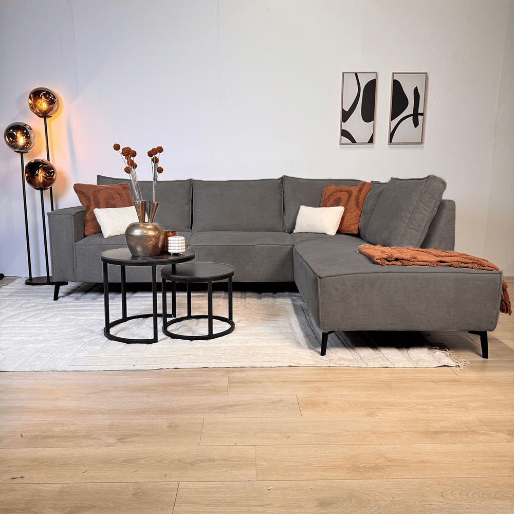 Ecksofa mit Chaiselongue in Anthrazit Chenille Yara - rechts