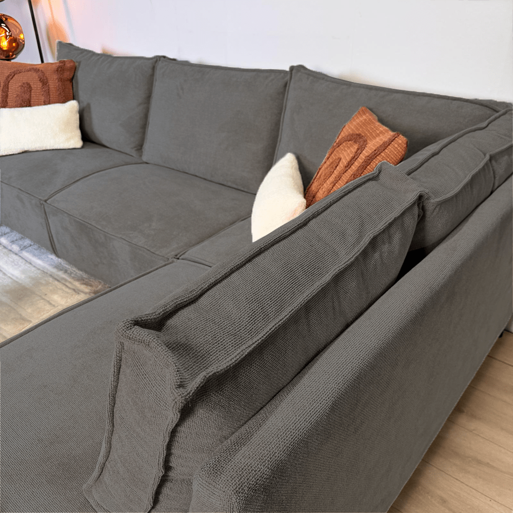Ecksofa mit Chaiselongue in Anthrazit Chenille Yara - rechts