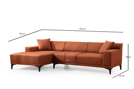 Ecksofa mit kompakter Lounge braun Mikrofaser Davidson - links