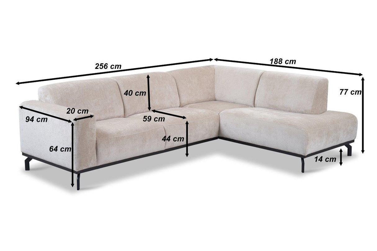 Ecksofa mit hohen Beinen taupe Samt Chloe - links