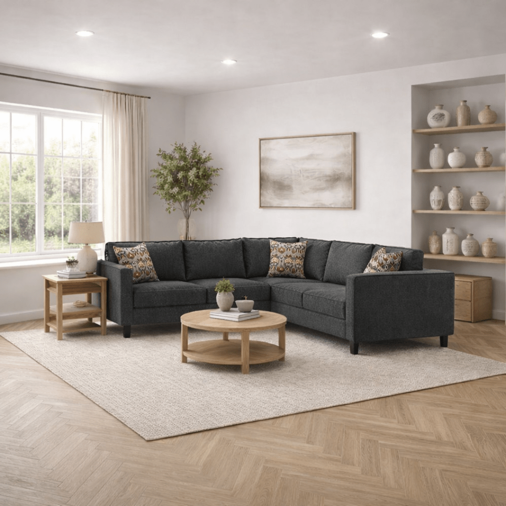 Ecksofa Kale Stoff Anthrazit - fünf Personen