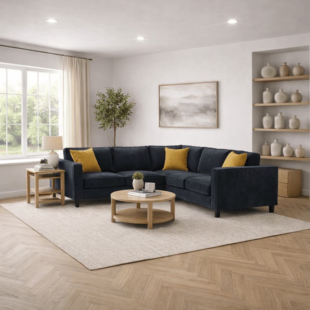 Ecksofa Kale Velvet Anthrazit - fünf Personen