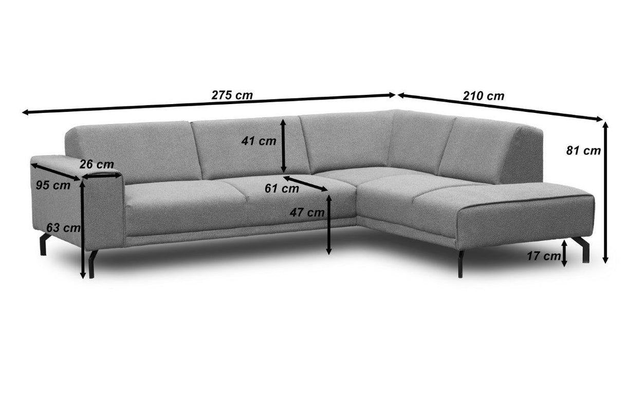 Ecksofa aus terrakotta Bouclé-Stoff Maël - rechts