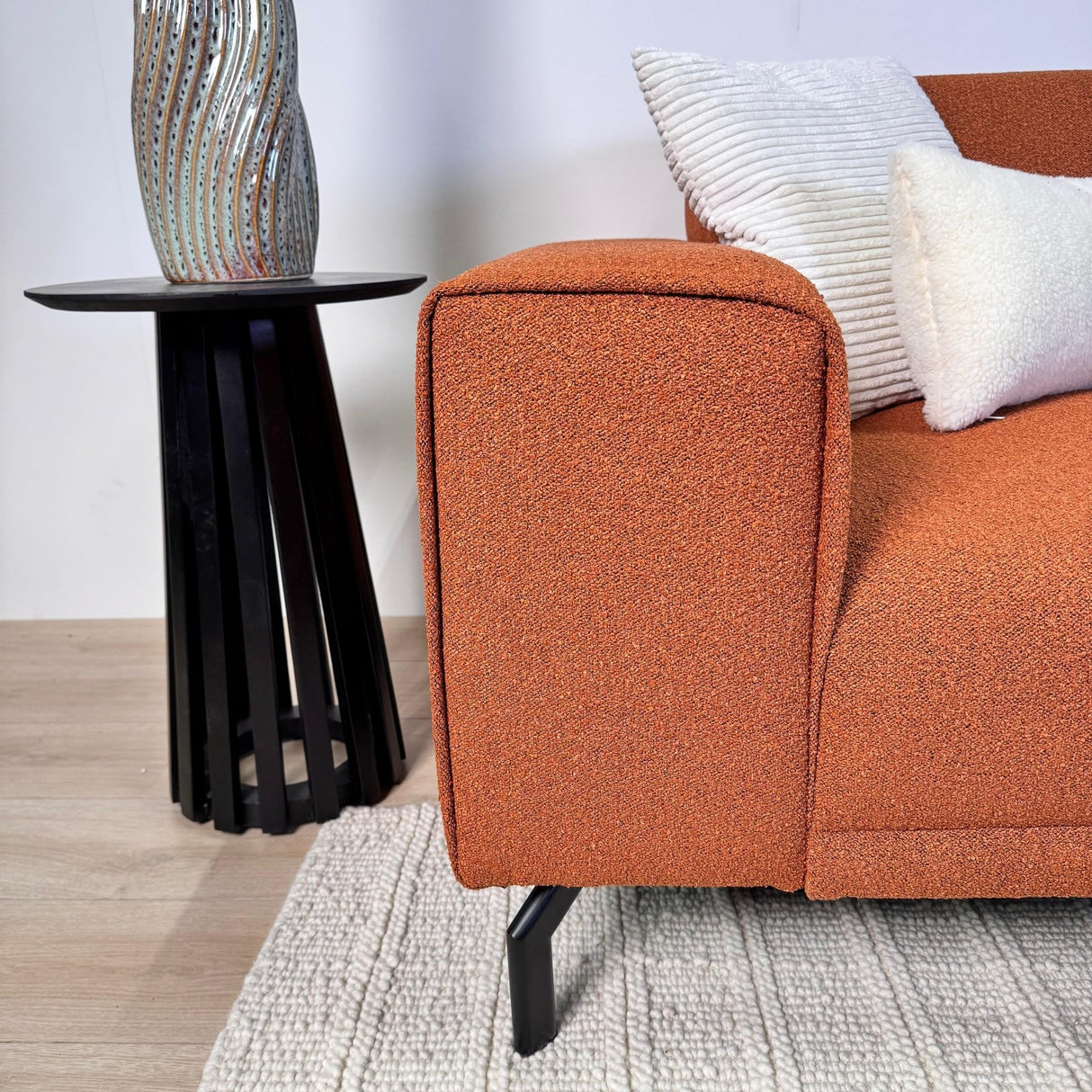 Ecksofa aus terrakotta Bouclé-Stoff Maël - rechts