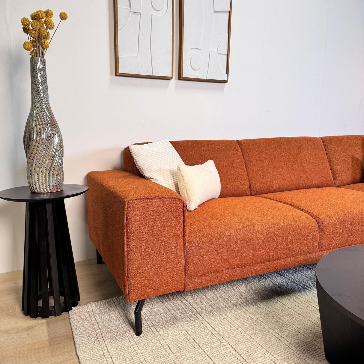 Ecksofa aus terrakotta Bouclé-Stoff Maël - rechts