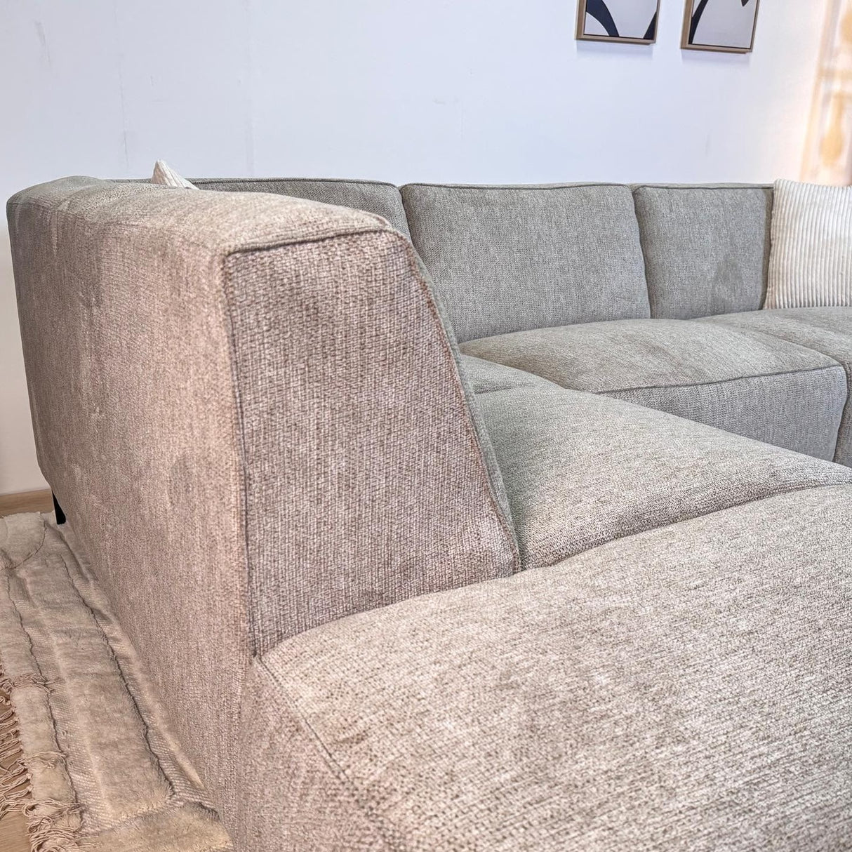 Ecksofa grau Chenille gemarkt Ravi – Links
