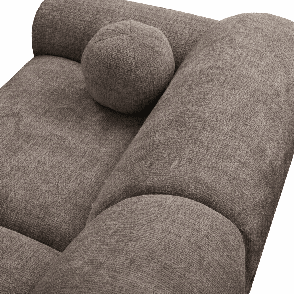 Ecksofa aus taupefarbenem Chenillestoff – 292 x 169 cm – Shane – links