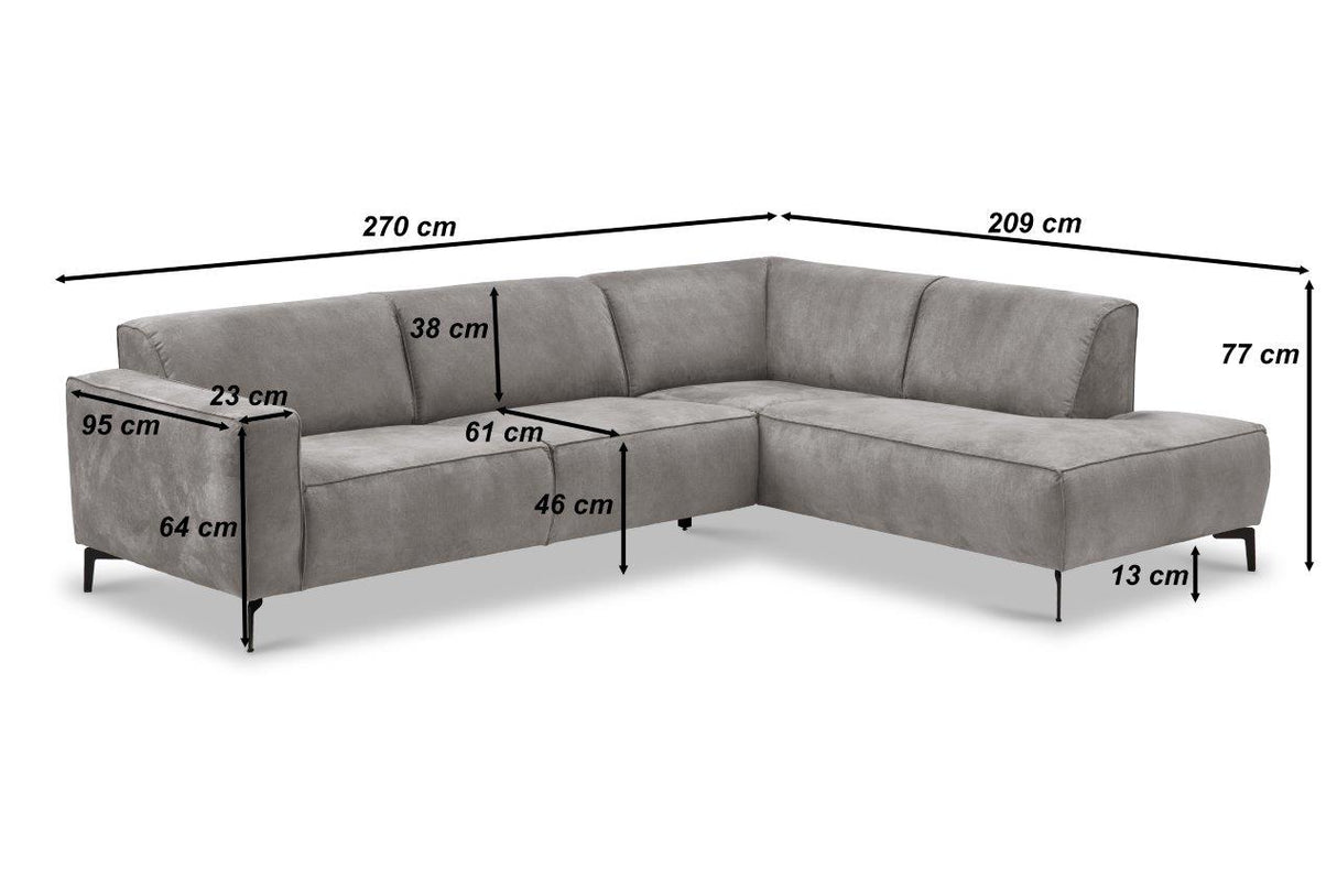 Industrielles Ecksofa aus anthrazitfarbenem Öko-Leder Brisbane – links