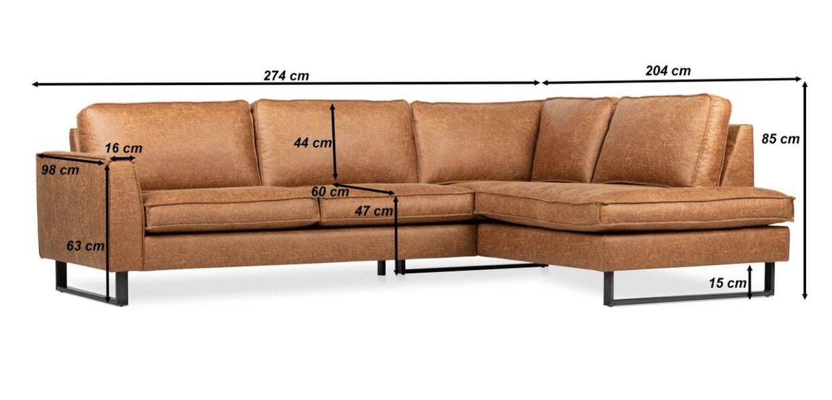 Ecksofa Cognac Mikrofaser Tulin - rechts