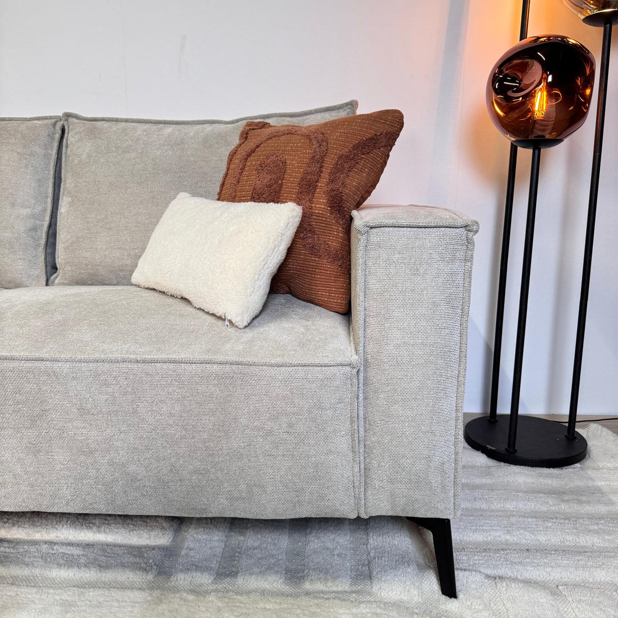 Ecksofa mit Chaiselongue beige Chenille Yara - links