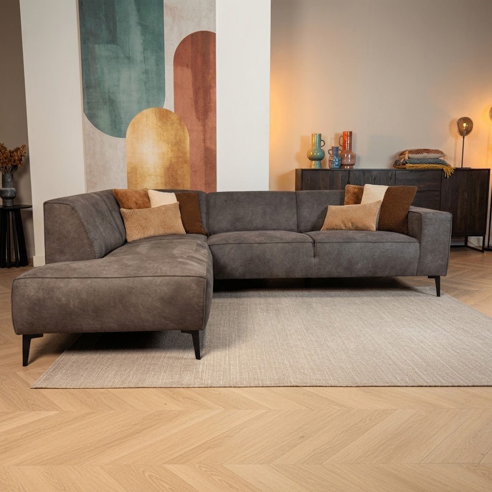 Industrielle Ecksofa anthrazit Eco-Leder Brisbane - links