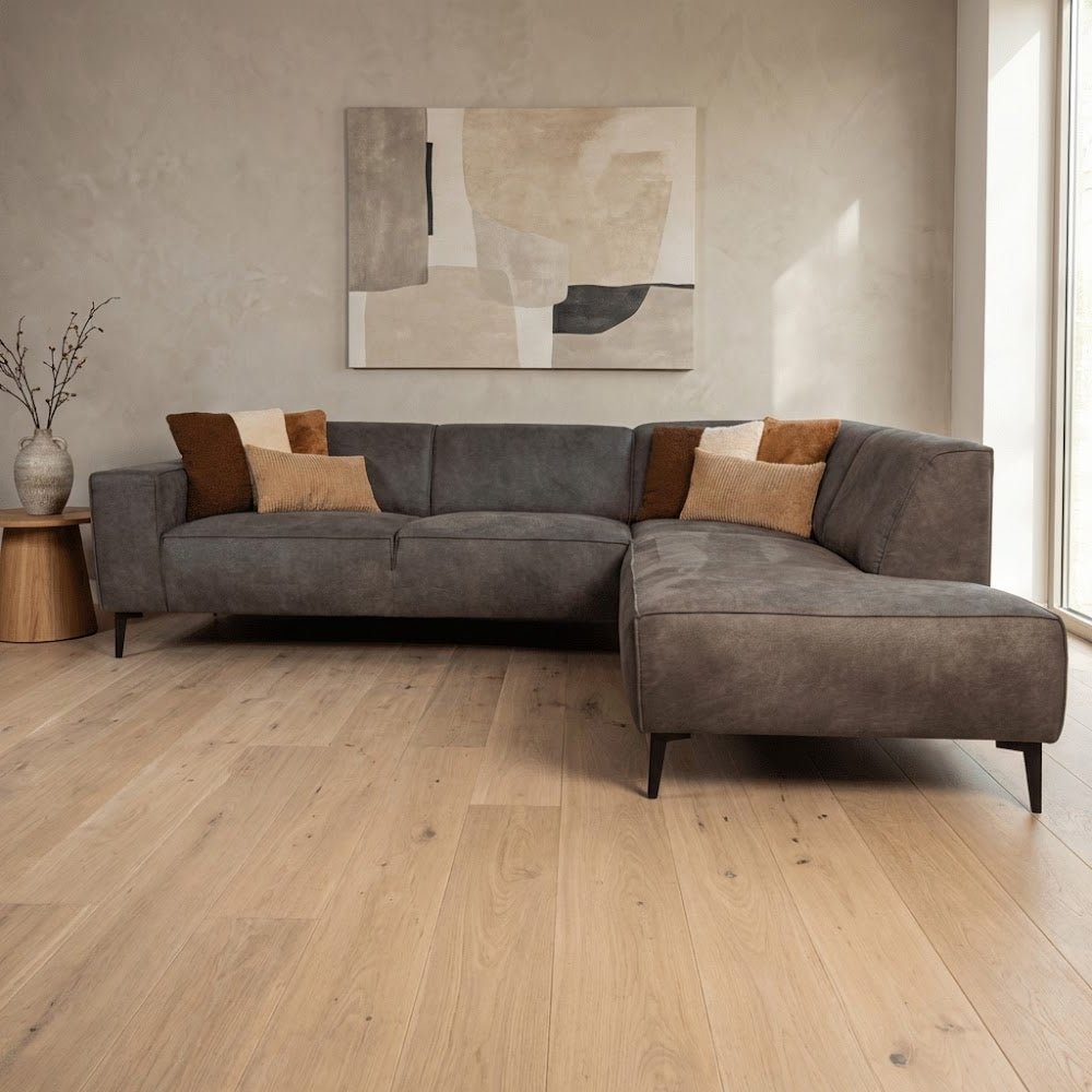 Industrielle Eckbank Anthrazit Eco-Leder Brisbane - rechts