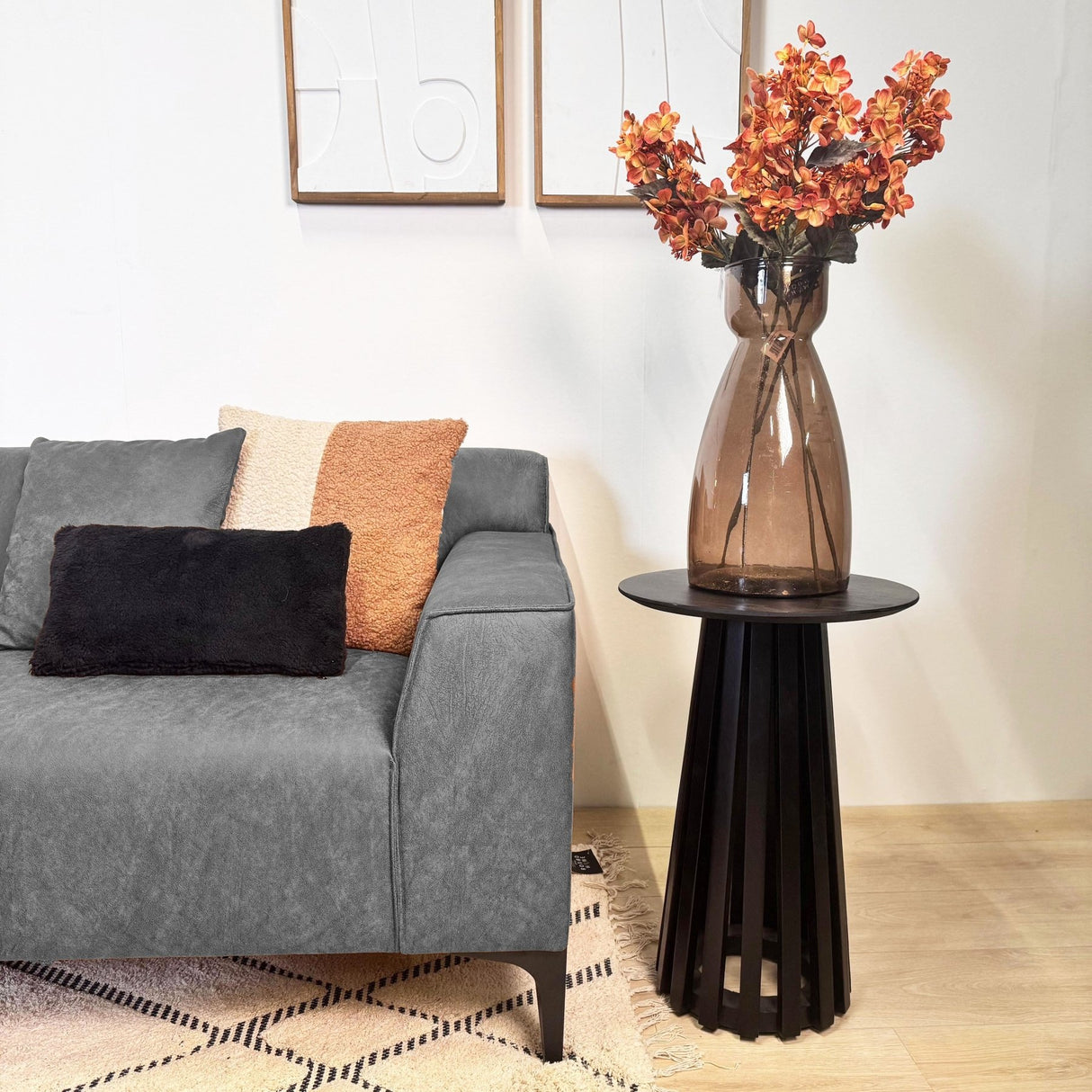 Ecksofa mit kompaktem Lounge-Antrazit-Mikrofaser Davidson - links