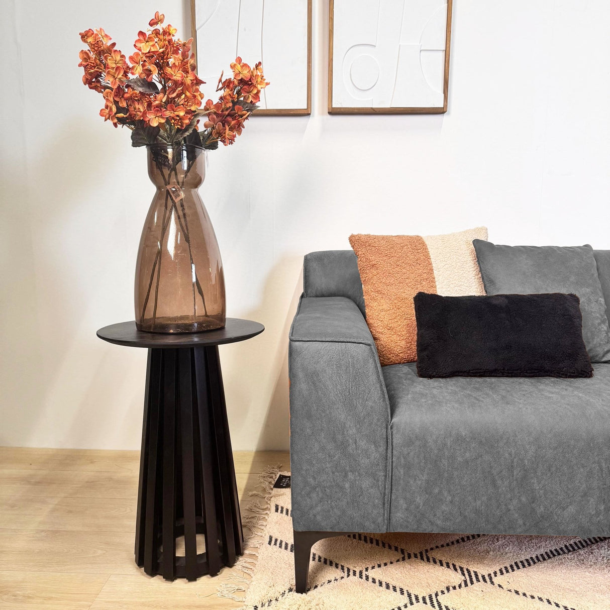 Ecksofa mit kompakter Lounge-Antrazit-Mikrofaser Davidson - rechts