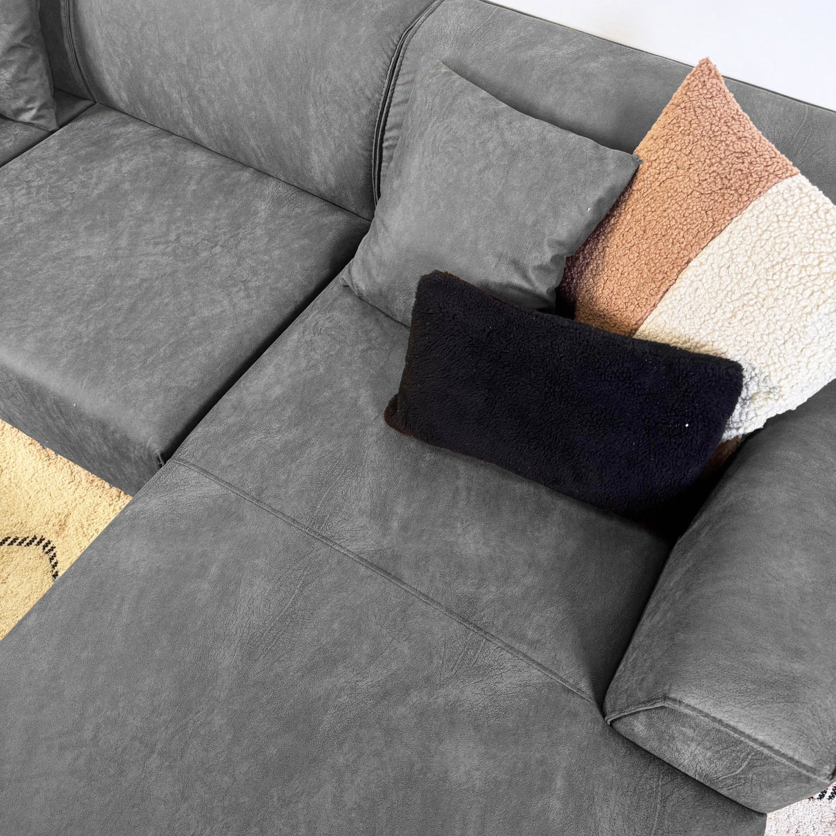 Ecksofa mit kompaktem Lounge-Antrazit-Mikrofaser Davidson - links