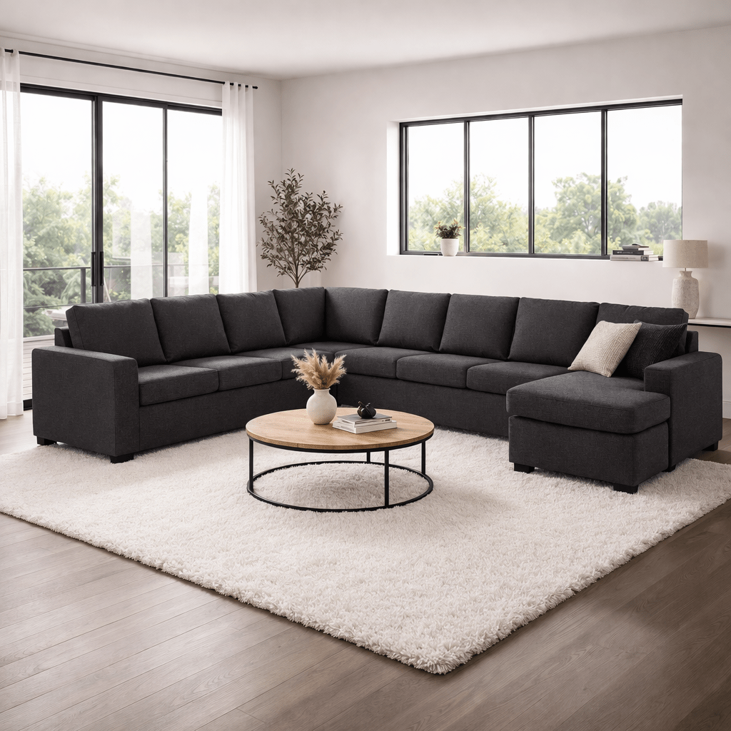 Ecksofa Stoff Anthrazit - 7-Sitzer - 345 x 285 cm - Blake