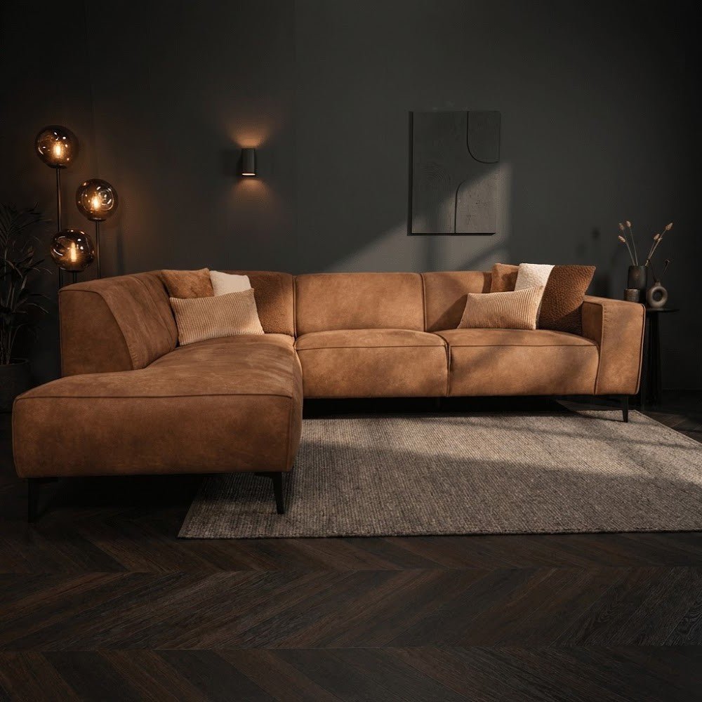Industrielle Eckcouch Cognac Eco-Leder Brisbane - links