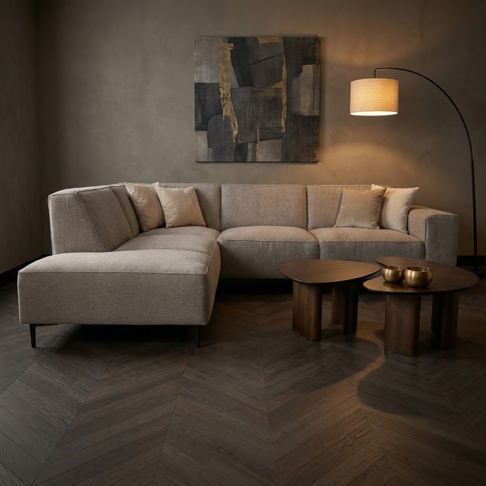 Ecksofa grau Chenille gemarkt Ravi – Links