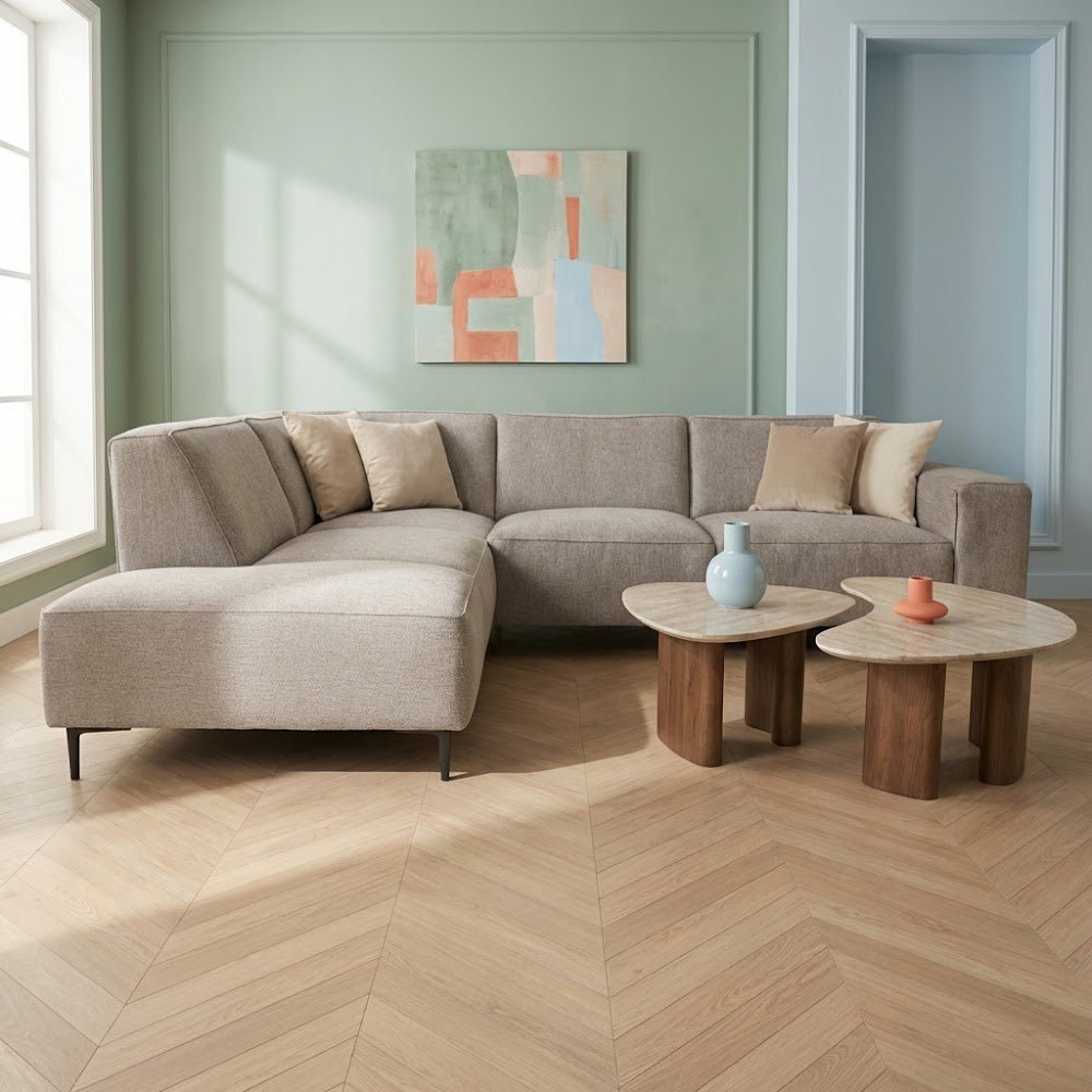 Ecksofa grau Chenille gemarkt Ravi – Links