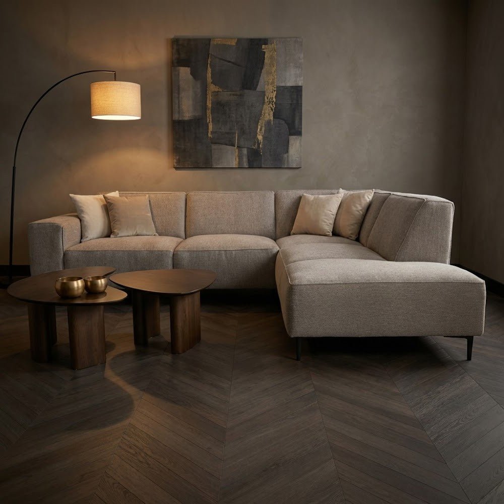 Ecksofa Grauer, mit Chenille gesprenkelter Ravi – rechts