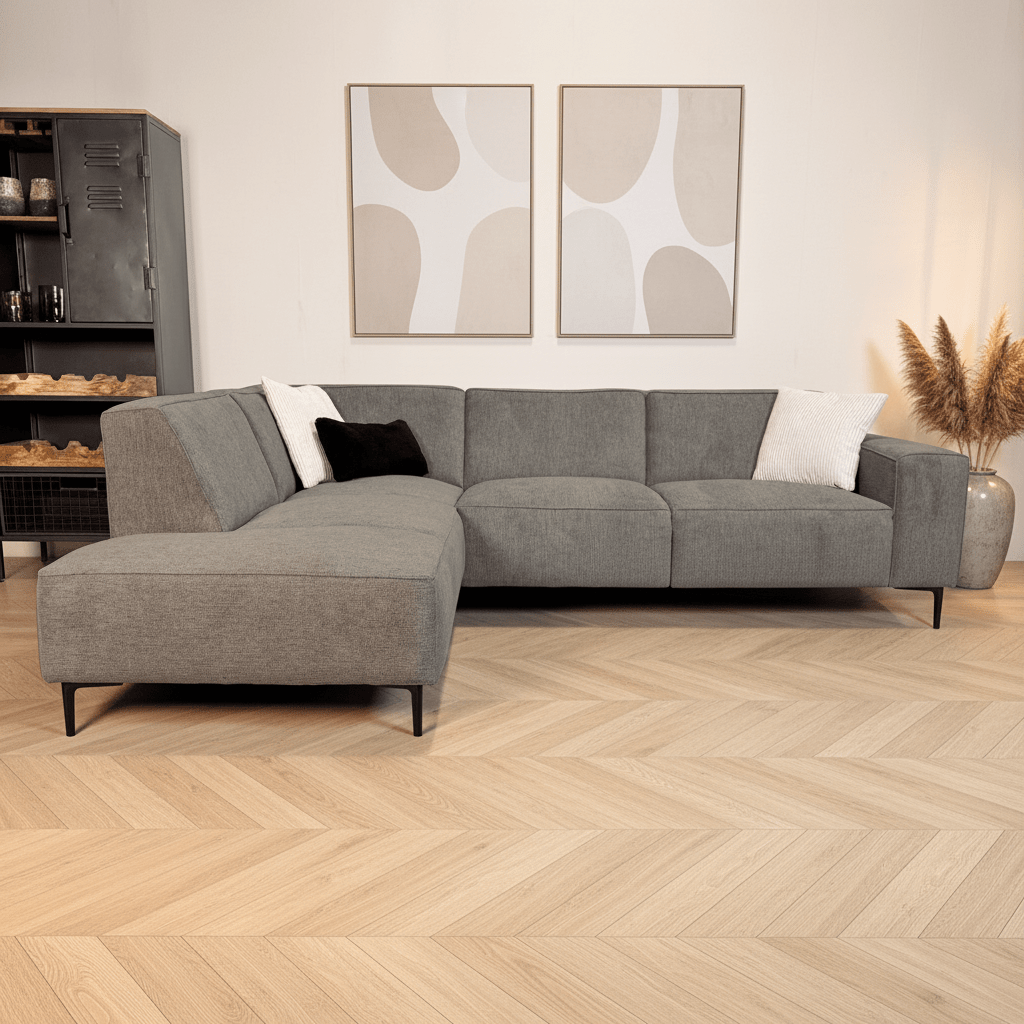 Ecksofa Taupefarbenes Chenille-meliertes Ravi – links