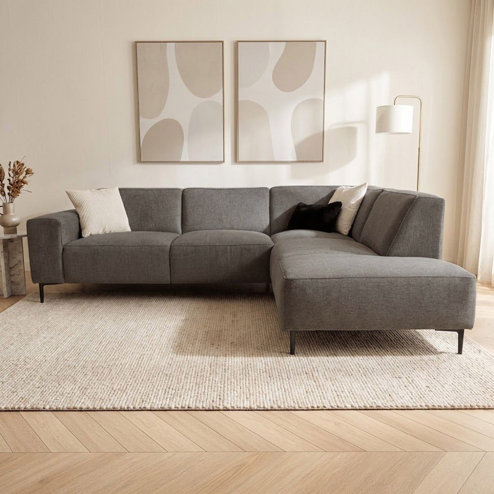Ecksofa Taupe Chenille Gemäleerd Ravi – rechts