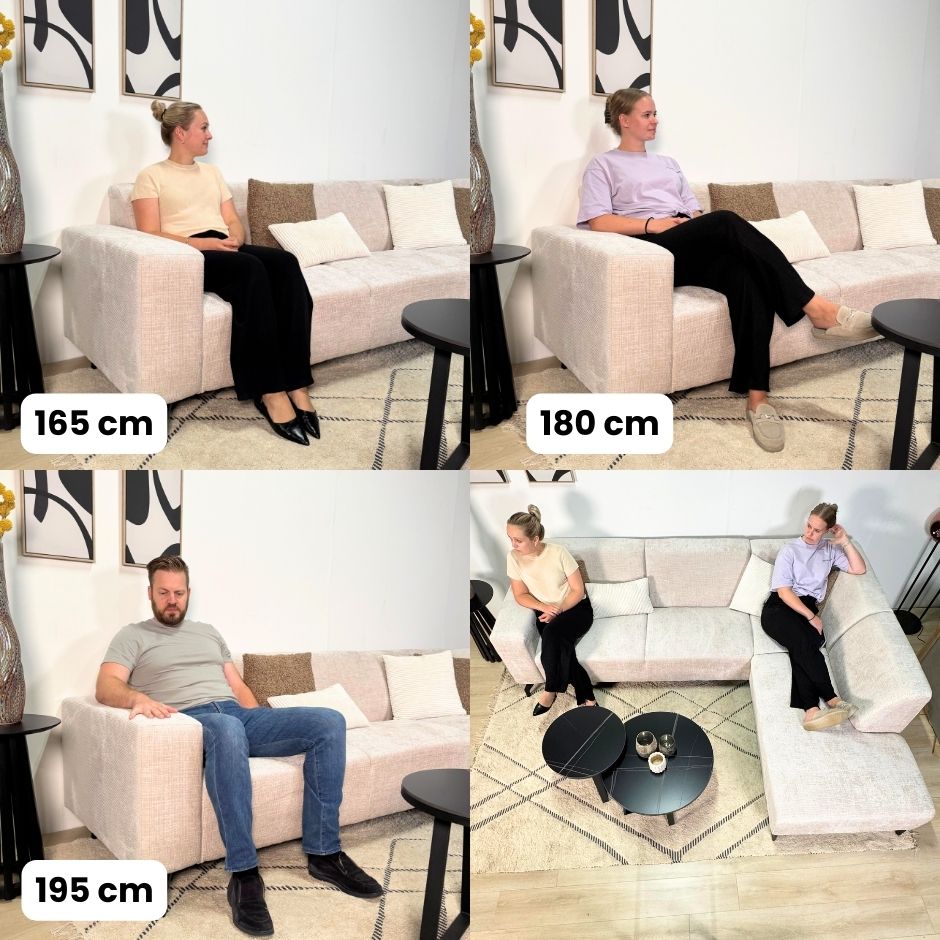 Ecksofa mit Chaiselongue aus beigem Chenille-Stoff Manon - links