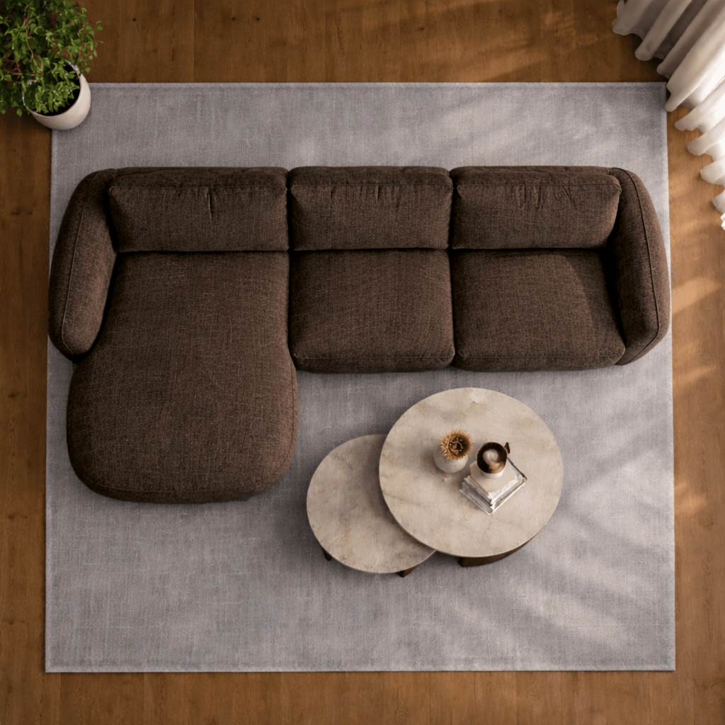 Ecksofa Chaiselongue mokka braun Strukturstoff Dwayne – links