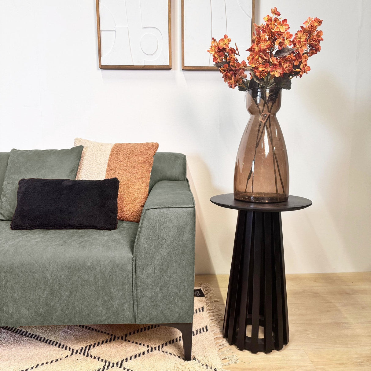 Ecksofa mit kompakter Lounge-Grün Microfaser Davidson - links