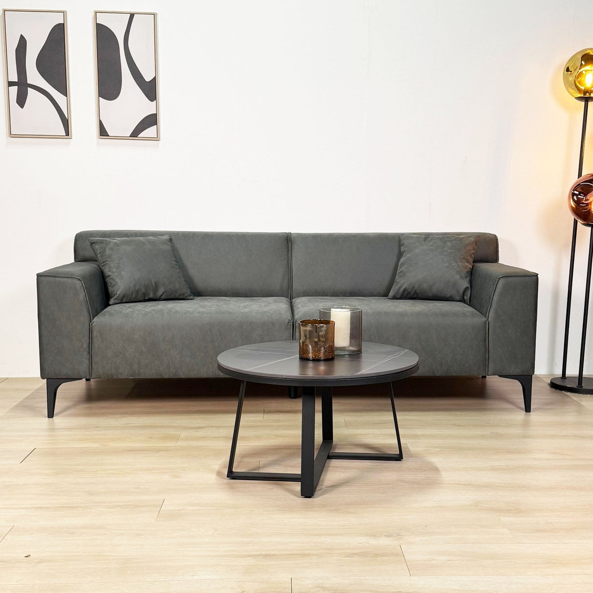 3-Sitzer Bank grün Mikrofaserstoff Davidson