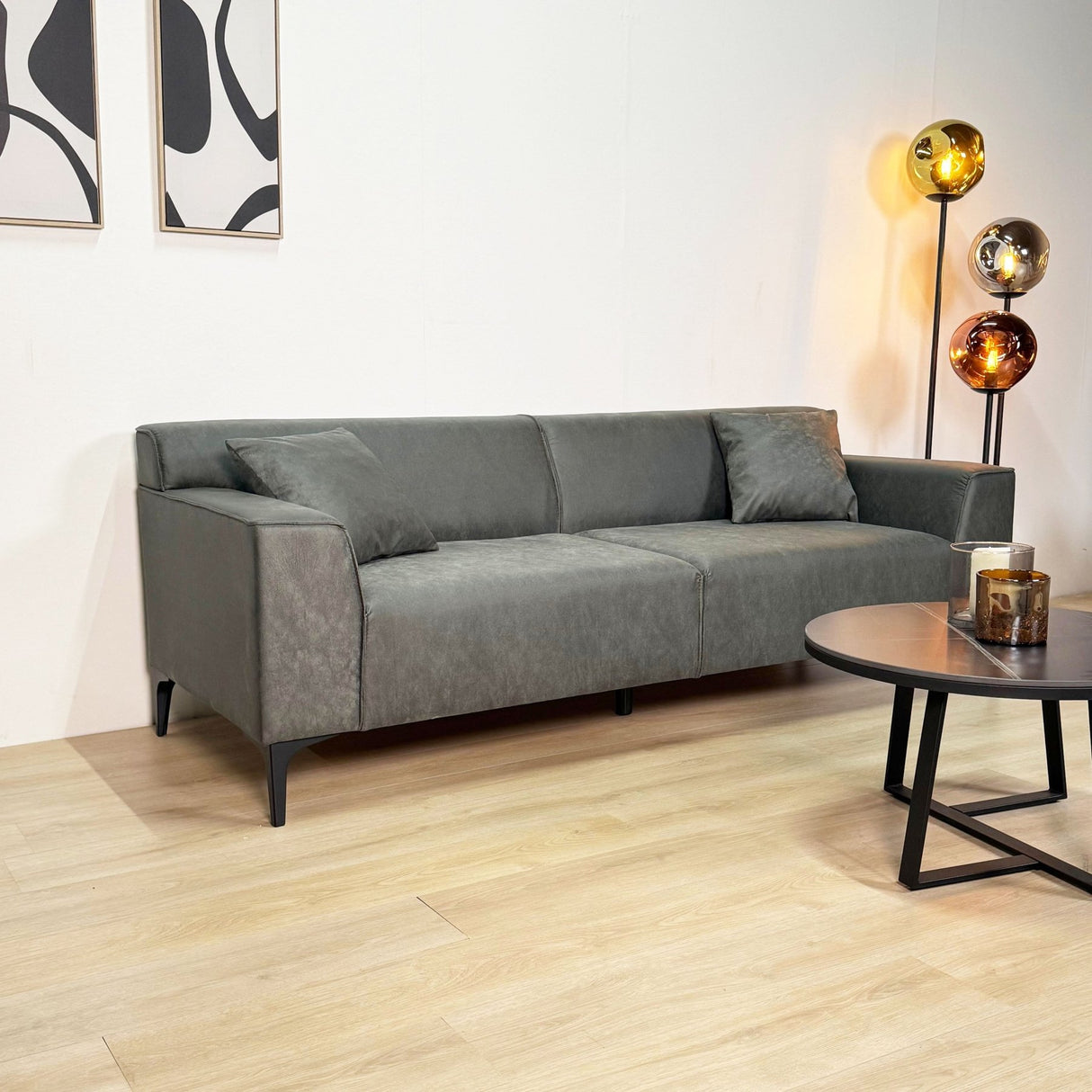 3-Sitzer Bank grün Mikrofaserstoff Davidson