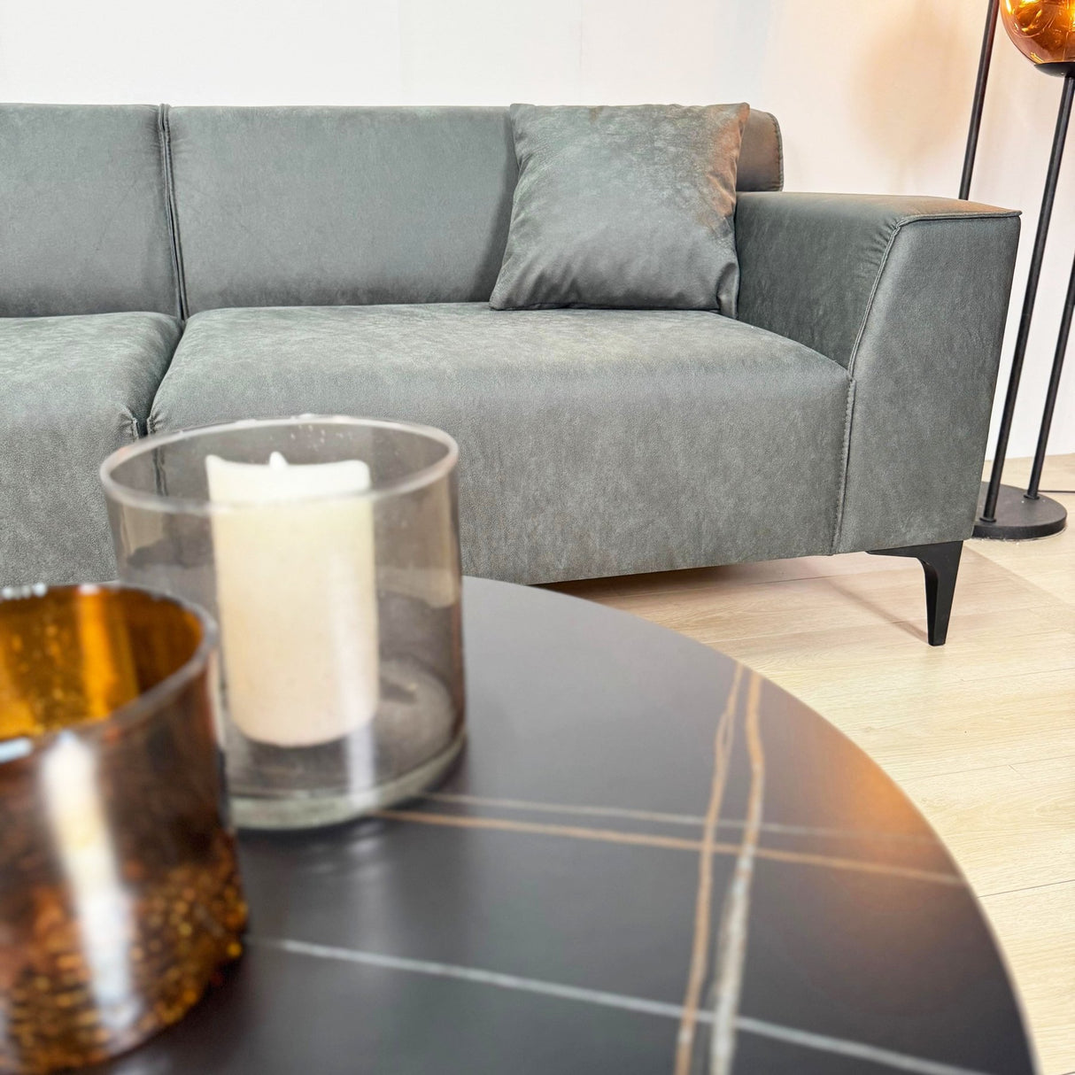 3-Sitzer Bank grün Mikrofaserstoff Davidson