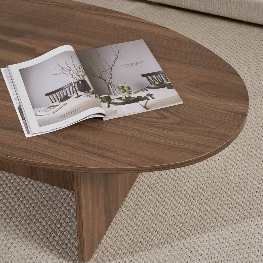 Kieselförmiger Couchtisch Walnuss Japandi – 120 x 60 cm – Baro
