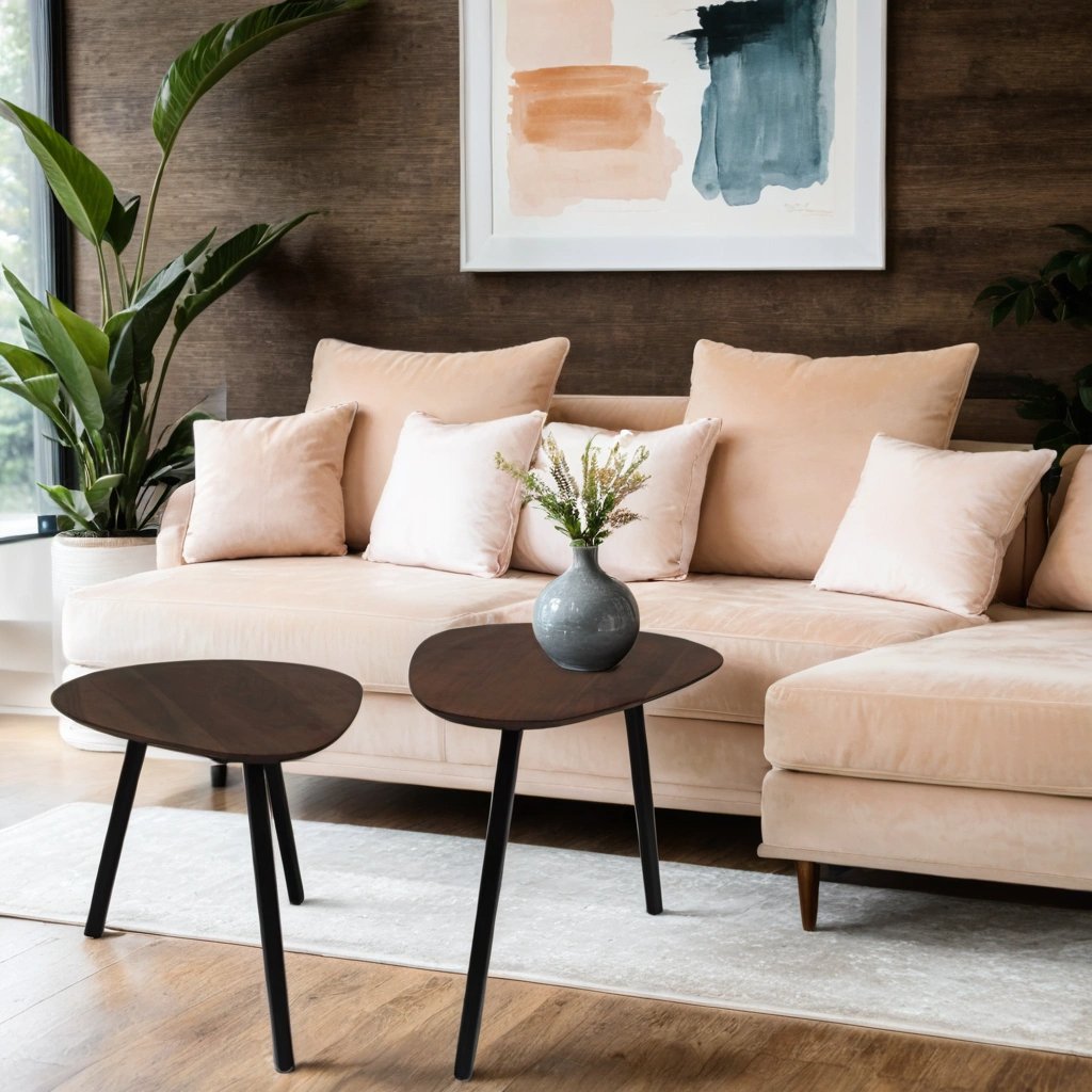 Organisches Couchtisch Set von 2 Leyla Akazienholz