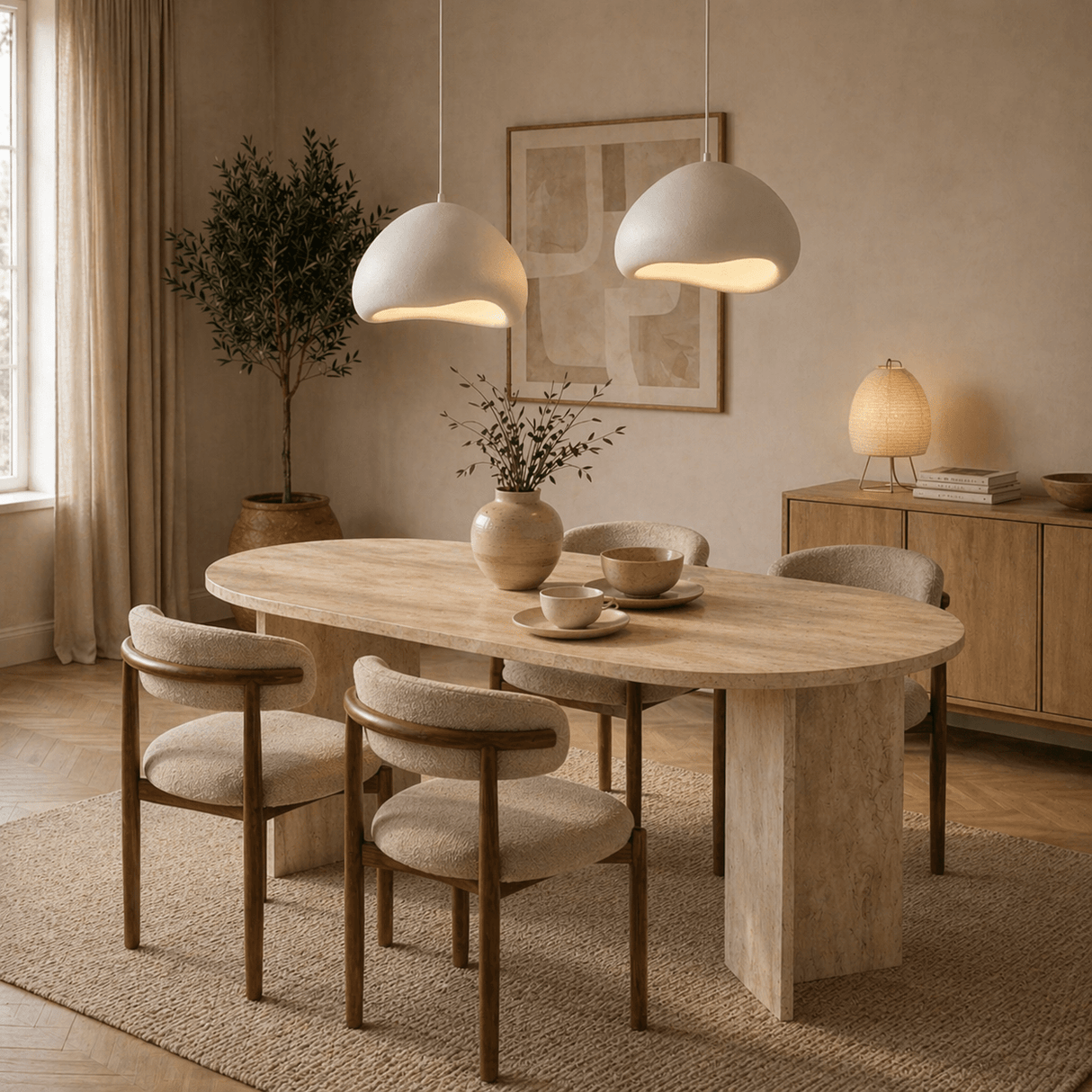 Luxus-Hängelampe Weiß Ø50 cm und Ø50 cm – Fiberglasschirme – Eleonora