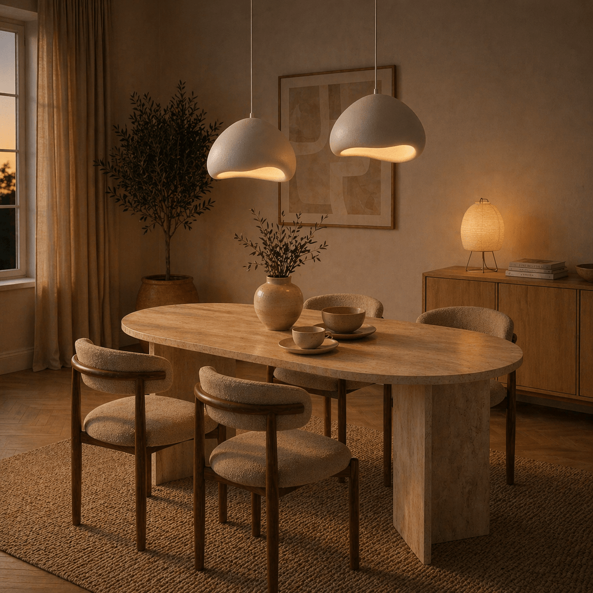 Luxus-Hängelampe Weiß Ø50 cm und Ø50 cm – Fiberglasschirme – Eleonora