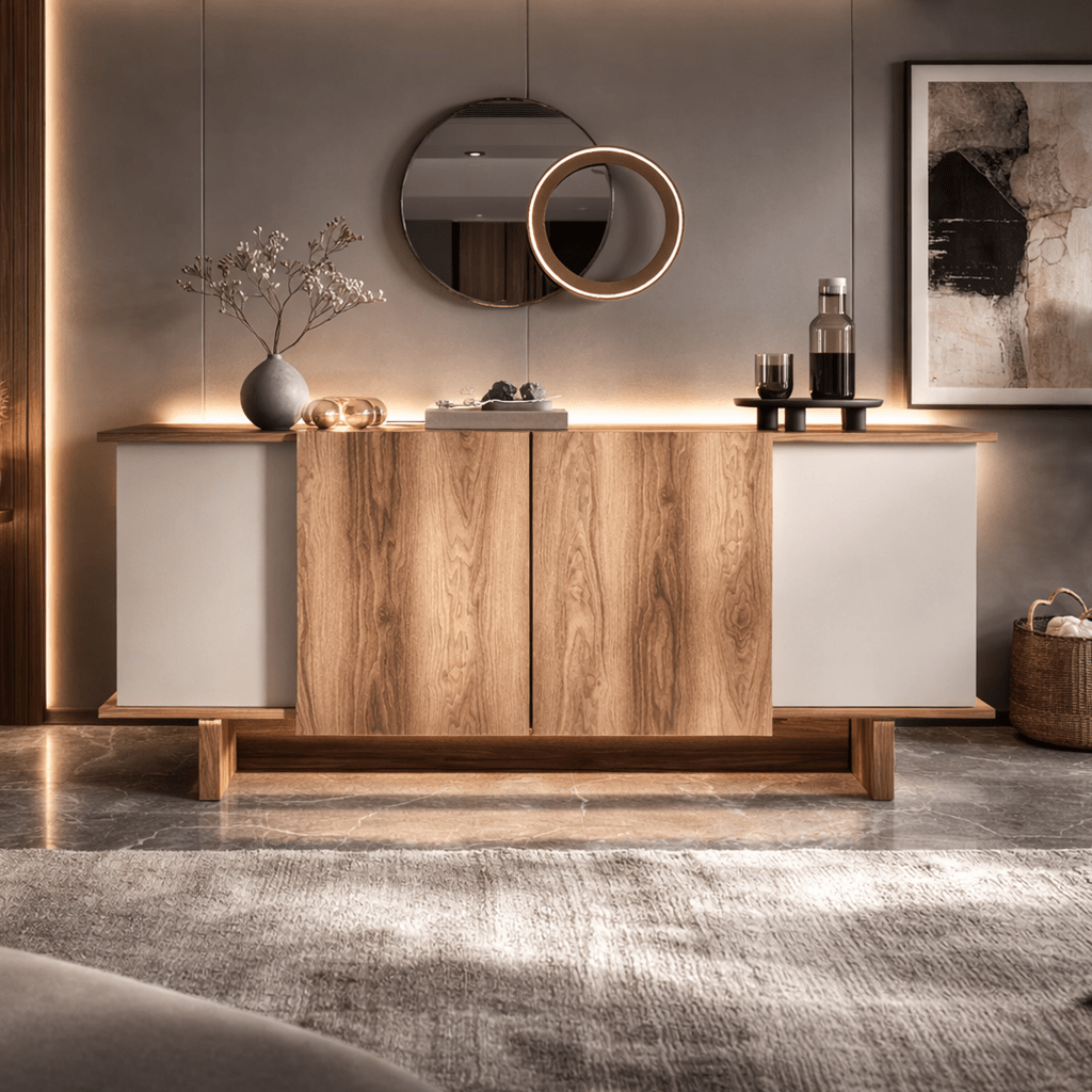Modern Sideboard Sand-Walnuss-Optik Melamin Diana 180 cm