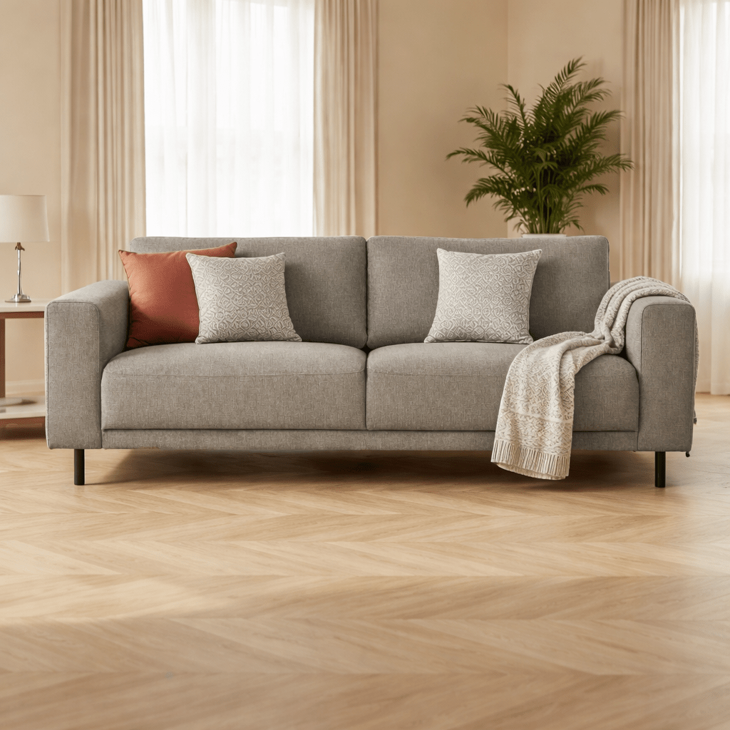 Modernes 2,5-Sitzer-Sofa, taupefarbener Stoff, Aniko, 183 x 90 x 78 cm