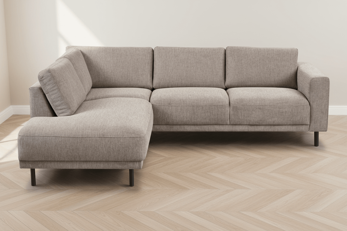 Moderne 3-zits Hoekbank Links Taupe Stof Aniko met Lounger 240x197x78 cm