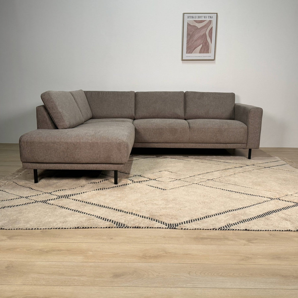 Modernes 3-Sitzer Ecksofa Links Taupe Stoff Aniko mit Liege 240x197x78 cm