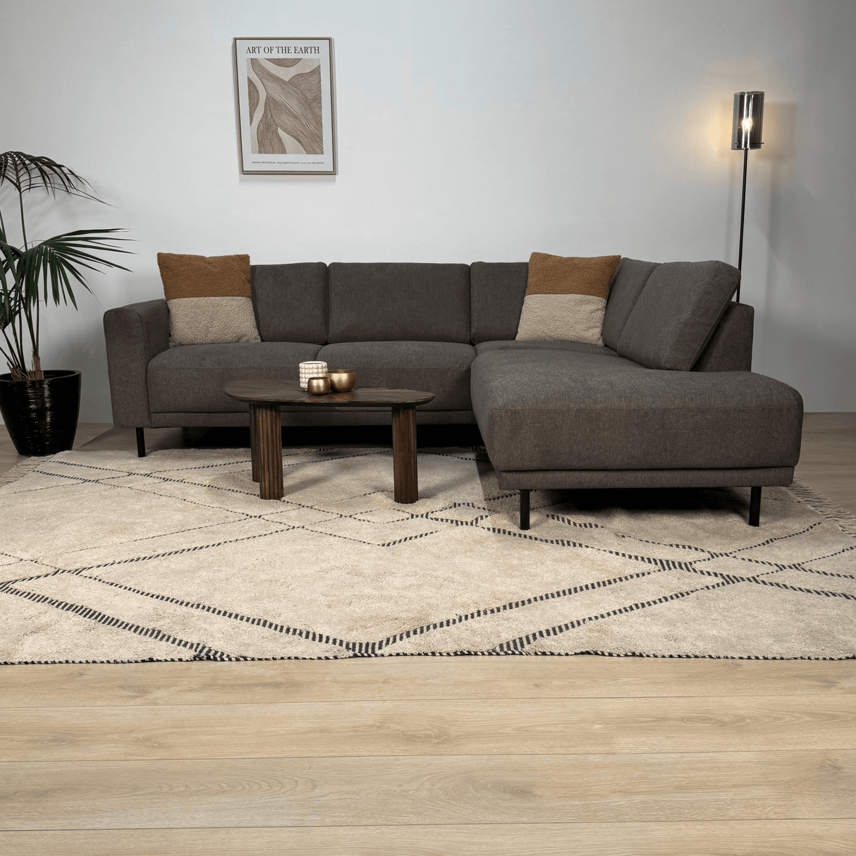 Modernes 3-Sitzer-Ecksofa mit Liege Anthrazit Stoff Aniko rechts 240x197x78 cm