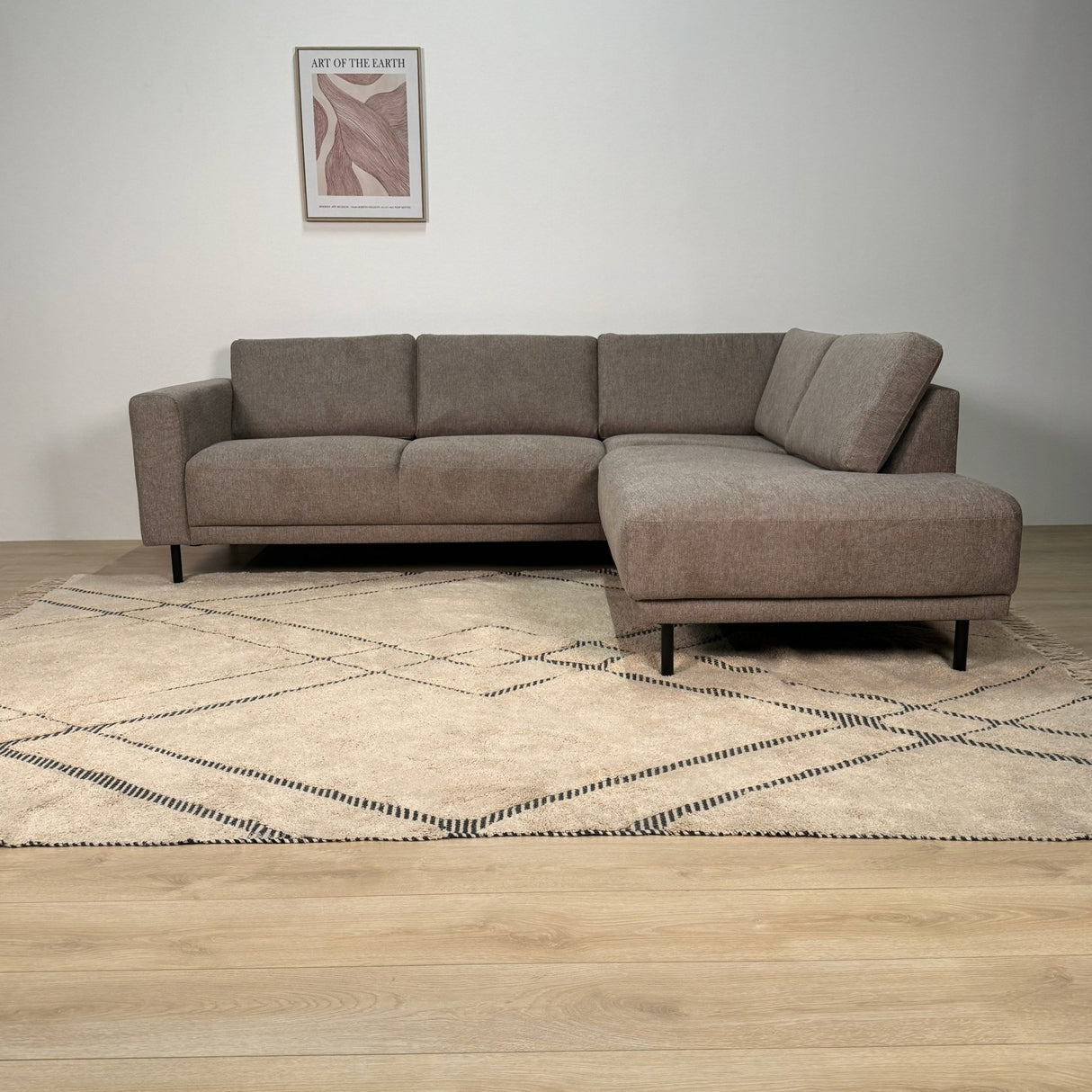 Modernes 3-Sitzer Ecksofa Rechts Taupe Stoff Aniko mit Liege 240x197x78 cm