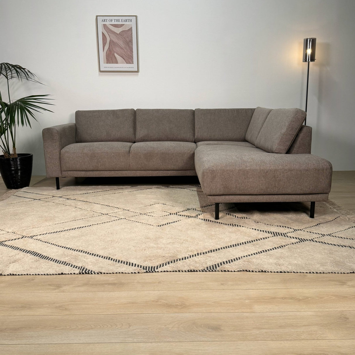 Modernes 3-Sitzer Ecksofa Rechts Taupe Stoff Aniko mit Liege 240x197x78 cm